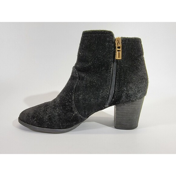 MDS Women's Size 7M Tory Burch Leena Black Suede Leather Zipper Ankle Boots GUC - Picture 6 of 12
